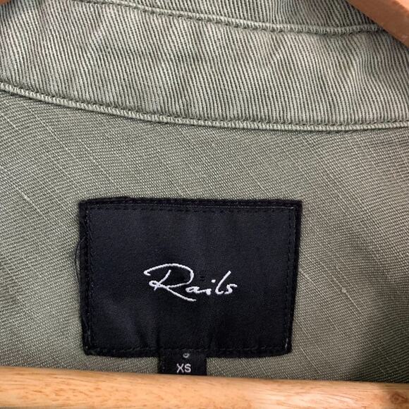 Rails Karlie Long Sleeve Utility Button Down Collared Shirt Dress Olive Green XS - Picture 9 of 11